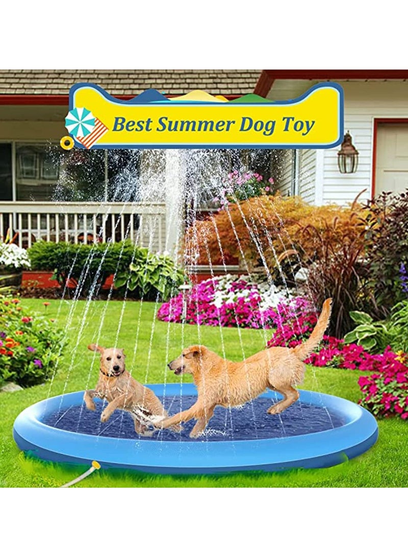 KASTWAVE - Splash Sprinkler Pad for Dogs Kids Anti-Slip Thickened Dog Pool Durable Upgrade Bath Pool Pet Summer Outdoor Water Toys Backyard Fountain Play Mat for Pet Dogs and Kiddie (150CM) - Image 1