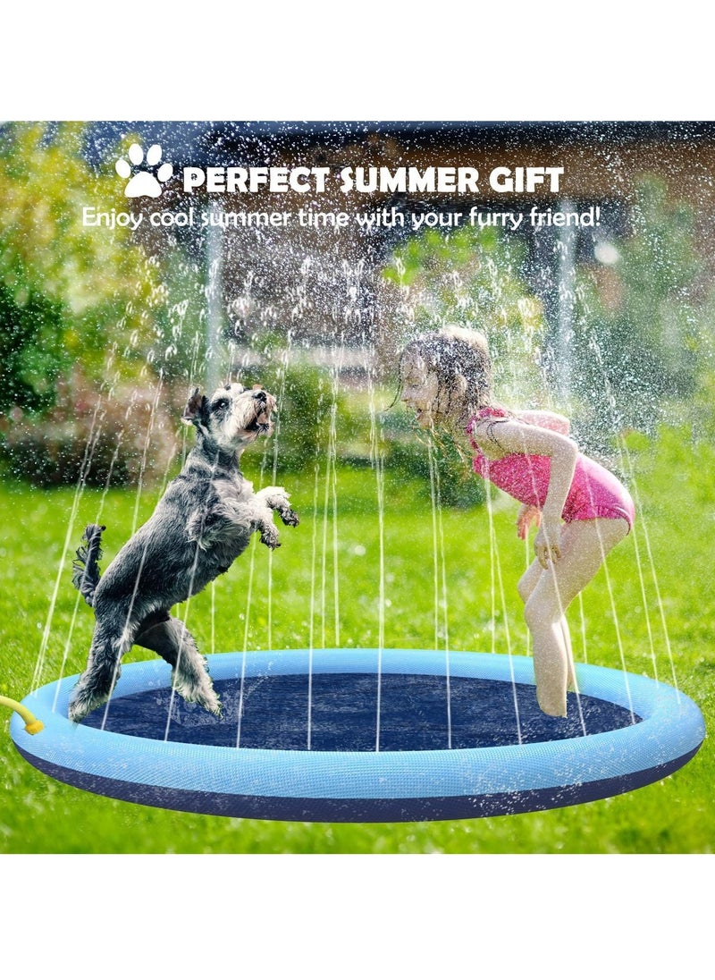 KASTWAVE - Splash Sprinkler Pad for Dogs Kids Anti-Slip Thickened Dog Pool Durable Upgrade Bath Pool Pet Summer Outdoor Water Toys Backyard Fountain Play Mat for Pet Dogs and Kiddie (150CM) - Image 1