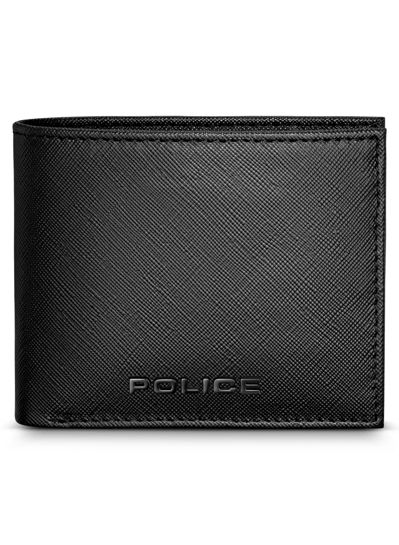 بوليس Malino Black Saffiano Vegan Leather Bi-fold Wallet for Men