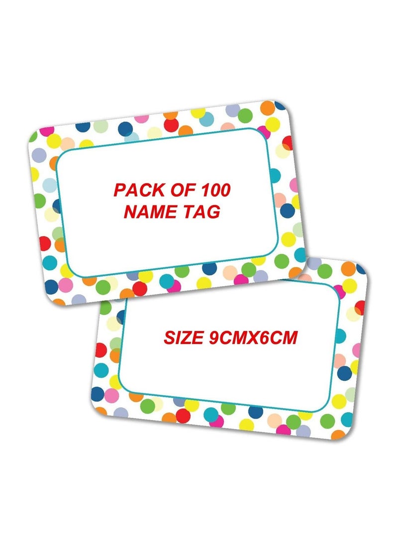 Generic Name Tag Stickers for writing names of children and adults, colorful printed stickers for school, 100 pieces, size 9 cm x 6 cm, Up to Date Egypt printing - Image 3