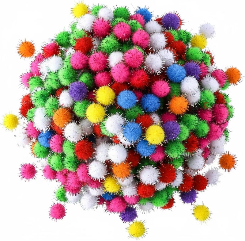 Hestya 500 Pieces 0.5 Inch Sparkly Christmas Pompoms Dazzling Fluffy Pom Poms Balls Small Glitter Felt Pompoms for Craft DIY Home Decorations Hobby Supplies (Colorful) - Image 1