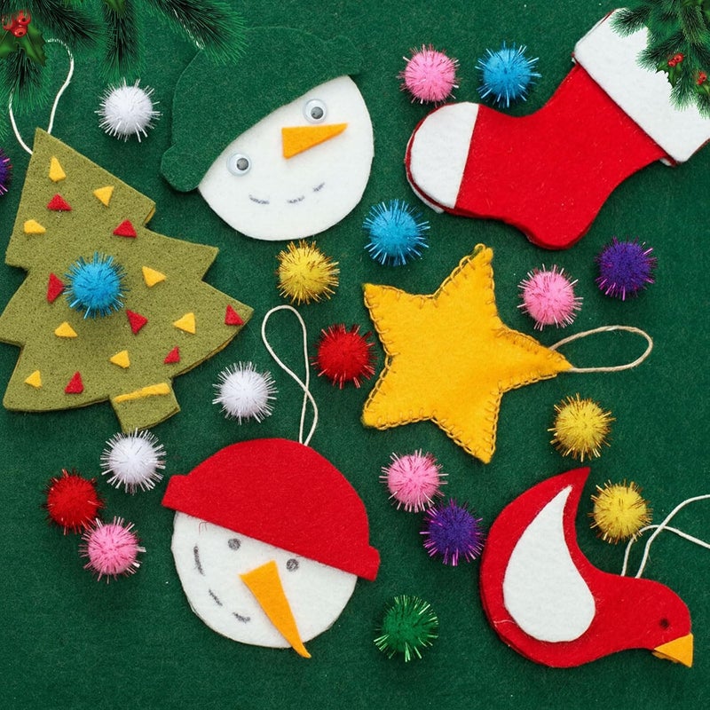 Hestya 500 Pieces 0.5 Inch Sparkly Christmas Pompoms Dazzling Fluffy Pom Poms Balls Small Glitter Felt Pompoms for Craft DIY Home Decorations Hobby Supplies (Colorful) - Image 4