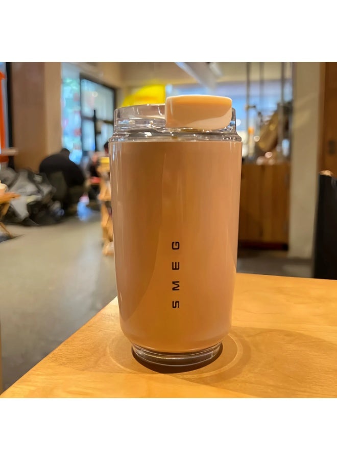 سميج كوب قهوة للسفر من سميج، فنجان مشروبات معزول سعة 320 مل مع غطاء مانع للتسرب، كوب قهوة طويل الأمد مع غطاء وقش، ترمس قهوة للسفر (وردي) - Image 2