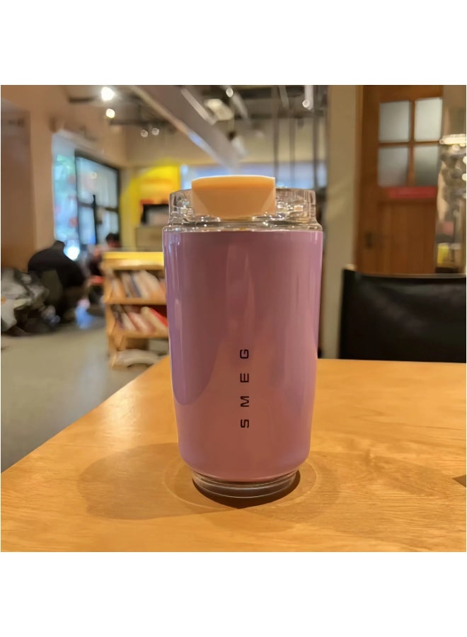 سميج كوب قهوة للسفر من سميج، فنجان مشروبات معزول سعة 320 مل مع غطاء مانع للتسرب، كوب قهوة طويل الأمد مع غطاء وقش، ترمس قهوة للسفر (وردي) - Image 5