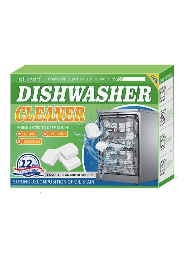 Dishwasher Cleaner and Deodorizer Tablets 12-Pack, Deep Cleaning Descaler for Dishwasher Machine, Heavy Duty, Septic Safe, Removes Grease  Build-ups(No Scent) - Image 1