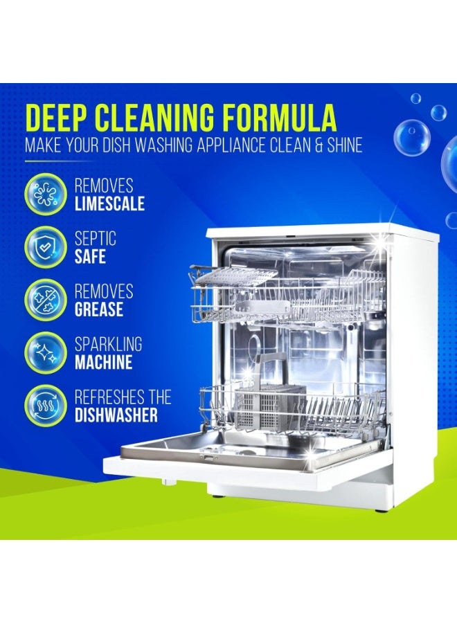 Dishwasher Cleaner and Deodorizer Tablets 12-Pack, Deep Cleaning Descaler for Dishwasher Machine, Heavy Duty, Septic Safe, Removes Grease  Build-ups(No Scent) - Image 3
