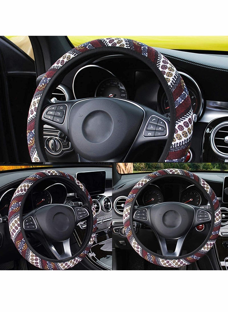 KASTWAVE Wheel Cover, 15 inch Universal Bohemian Style Steering Wheel Covers Cloth Car Accessories for Women - Image 5