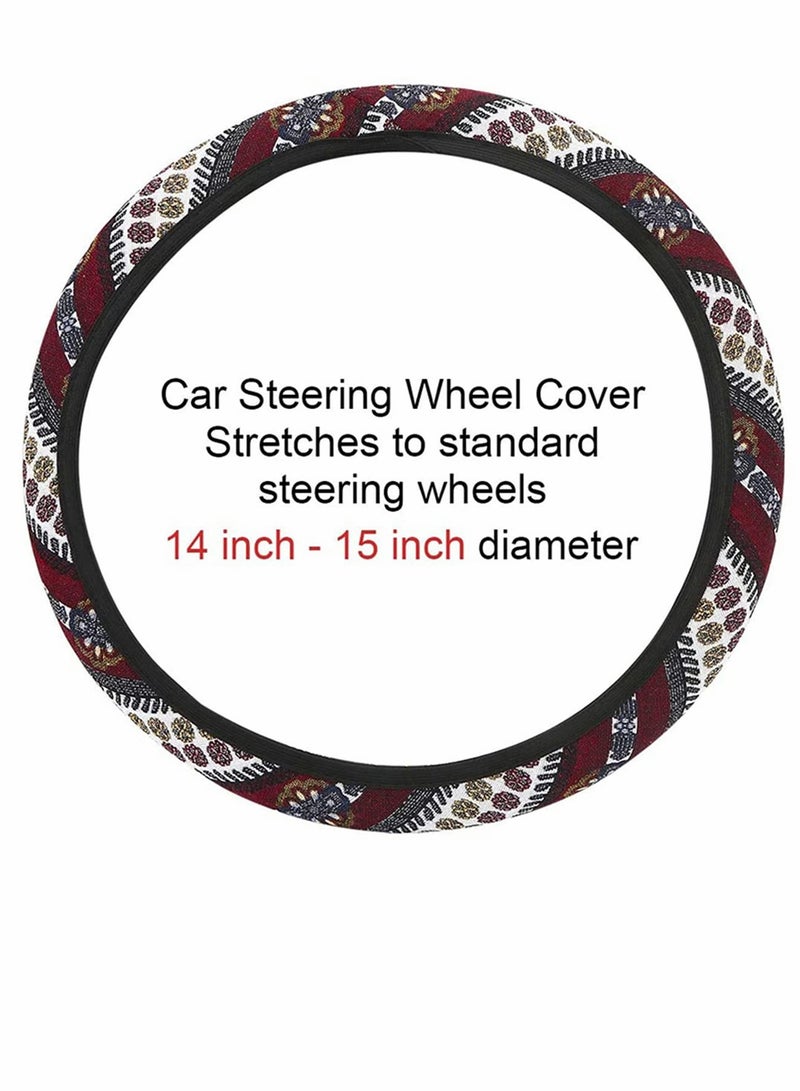 KASTWAVE Wheel Cover, 15 inch Universal Bohemian Style Steering Wheel Covers Cloth Car Accessories for Women - Image 2