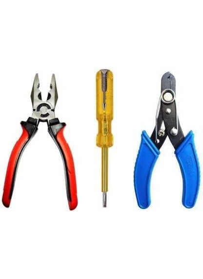PEDWAL PEDWAL Combination Plier 8 Inches Red Lineman Plier Length 8 inch one Lineman Plier Length 8 inch With Wire Cutter Stripper With Analog Voltage Tester Hand Tool Kit 3 Tools 