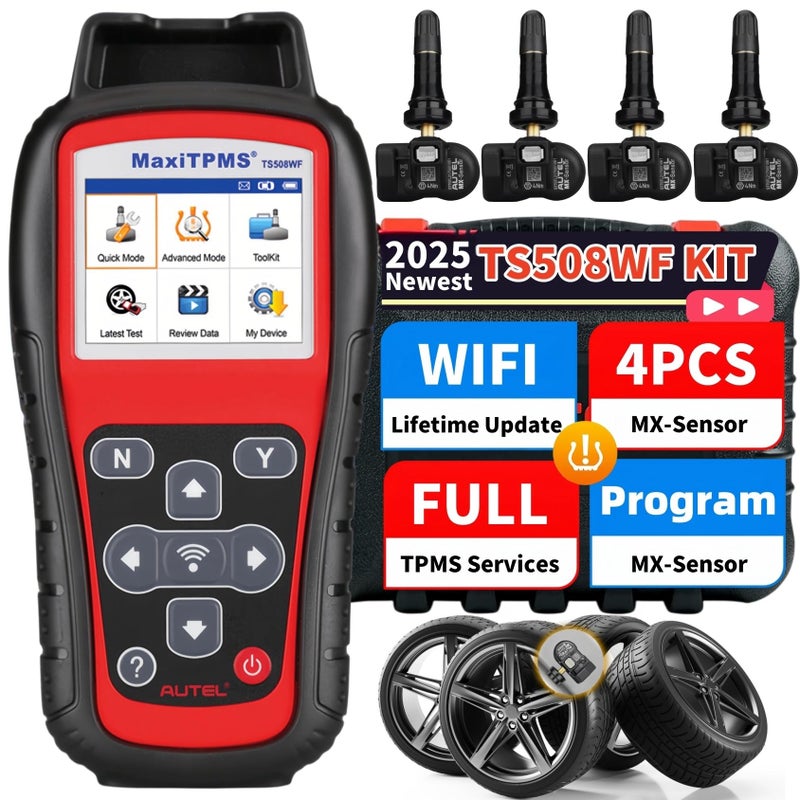 Autel MaxiTPMS TS508WF KIT 2025 TPMS Programming Relearn Tool with 4PCS Autel TPMS Sensor Enhanced WiFi Ver of TS408S TS501 PRO TS508 TS601 Activate All TPMS Sensors Lifetime Free Update