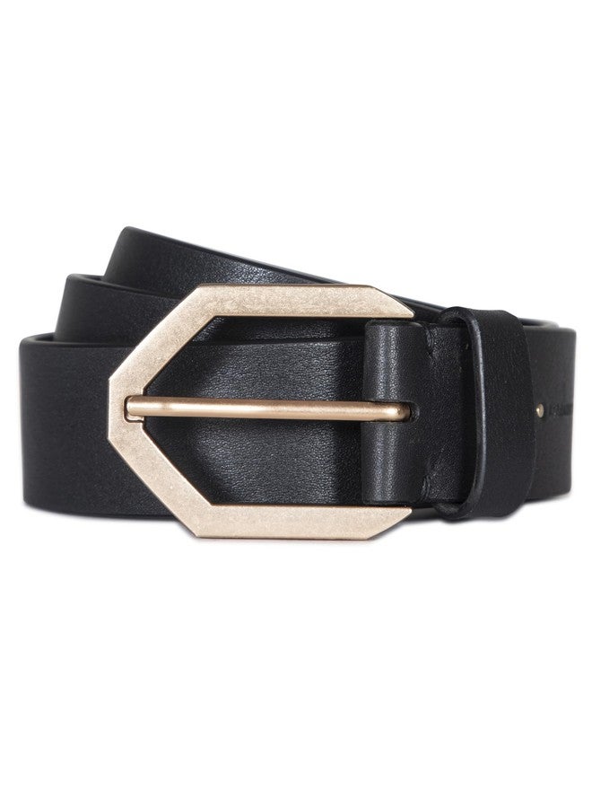 AllSaints Women's 1.5 Inch Belt, Flat Leather Strap, Hexagon Shaped Buckle with Adjustable Sizing - Image 1