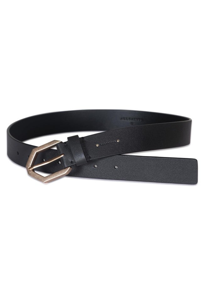 AllSaints Women's 1.5 Inch Belt, Flat Leather Strap, Hexagon Shaped Buckle with Adjustable Sizing - Image 4