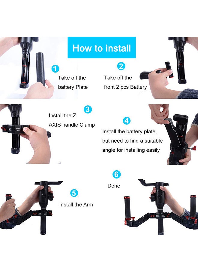 ARES Z Axis Gimbal Spring Dual Handle Flexiable Damping Detachable Dual Grip Gimbal Handle for Zhiyun Crane 2 DJI Ronin S FeiyuTech AK2000/4000 Moza Air Cross 3 Axis Gimbal Accessory