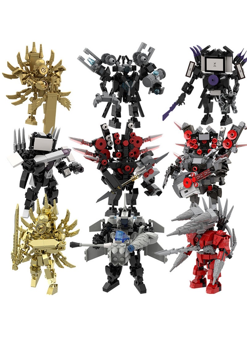 9 Skibid toilet series building blocks toys upgraded super titan battle axe guitar speaker ace building blocks cake decoration, suitable for adults and children - Image 1