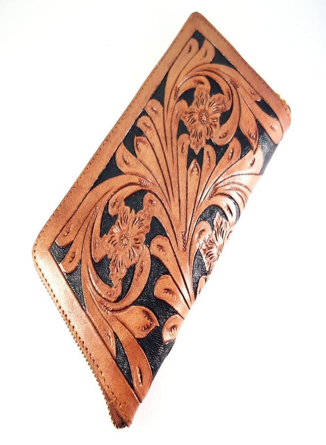 cords craft, Handmade Leather Clutch Wallet for Woment, Women's Genuine Leather Clutch Bag for Wedding, Party, Casual, Western Style (Brown, Medium) - Image 5
