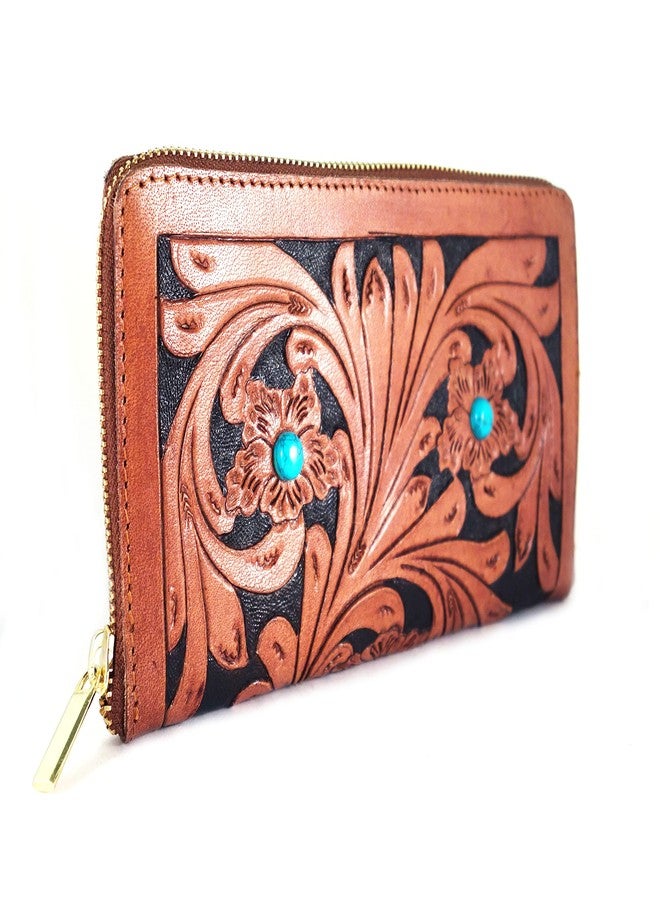 cords craft, Handmade Leather Clutch Wallet for Woment, Women's Genuine Leather Clutch Bag for Wedding, Party, Casual, Western Style (Brown, Medium) - Image 1