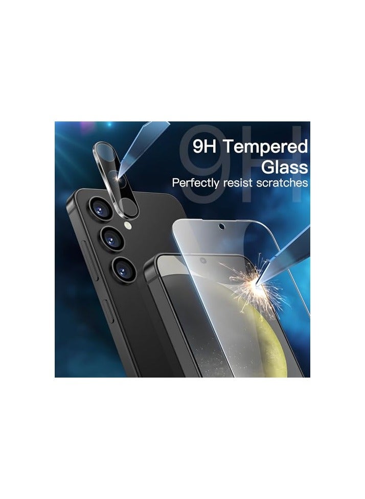 جي تيك حافظة JETech 5 في 1 غير لامعة لهاتف سامسونج جالاكسي S24 5G مع واقي شاشة وحامي عدسة الكاميرا، غطاء هاتف واقٍ خلفي شفاف، طبقة من الزجاج المقسى (أسود) - Image 2