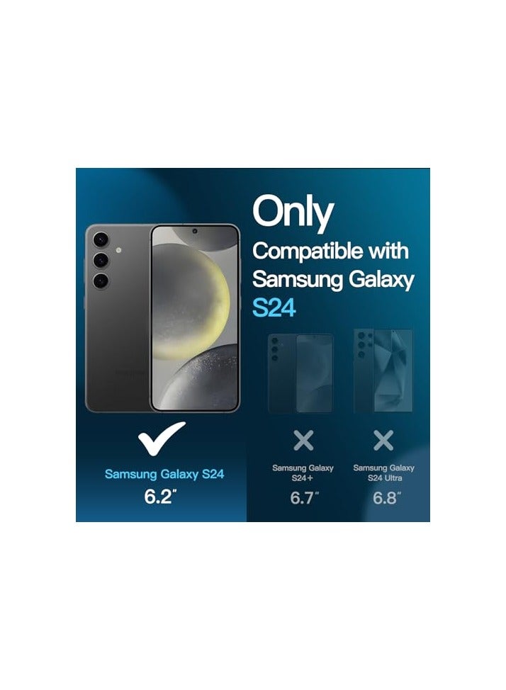 جي تيك حافظة JETech 5 في 1 غير لامعة لهاتف سامسونج جالاكسي S24 5G مع واقي شاشة وحامي عدسة الكاميرا، غطاء هاتف واقٍ خلفي شفاف، طبقة من الزجاج المقسى (أسود) - Image 3