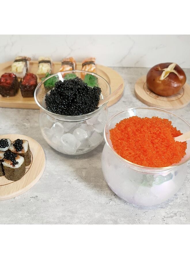 طقم تقديم الكافيار: طبق زجاجي للكافيار مع ملاعق على شكل أصداف، طبق تقديم مبرد مع حامل ثلج للروبيان والآيس كريم والمارتيني والكوكتيلات، طبق تقديم آمن للغسل في غسالة الصحون - Image 3