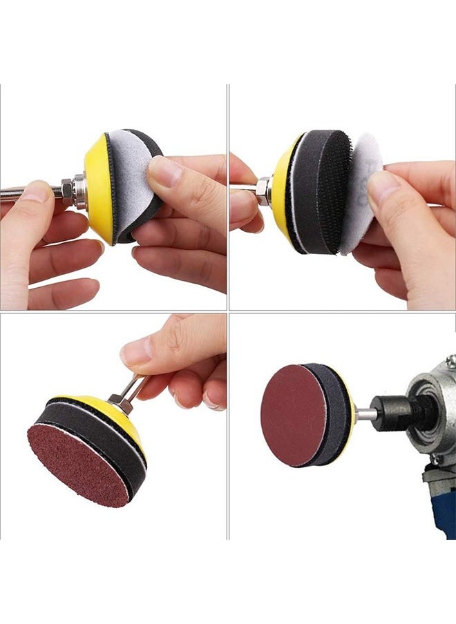 DAREU - 2 Inch Sanding Discs, 100PCS 60-3000 Grit Sandpaper and 1/4" Shank Backing Plate, Soft Foam Buffering Pad, for Drill Grinder Rotary Tool, Hook and Loop Sand Paper Assortment Pack - Image 1