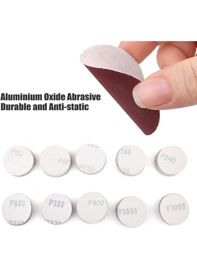 DAREU - 2 Inch Sanding Discs, 100PCS 60-3000 Grit Sandpaper and 1/4" Shank Backing Plate, Soft Foam Buffering Pad, for Drill Grinder Rotary Tool, Hook and Loop Sand Paper Assortment Pack - Image 1