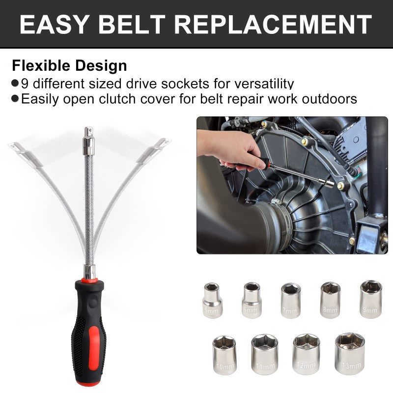 SKYJDM Belt Changing Tool Kit Compatible with Polaris RZR XP Turbo XP4 1000 - Efficiently Replace Belts with Flexible Clutch Cover Removal Tool & Belt Removal Tool - Image 3