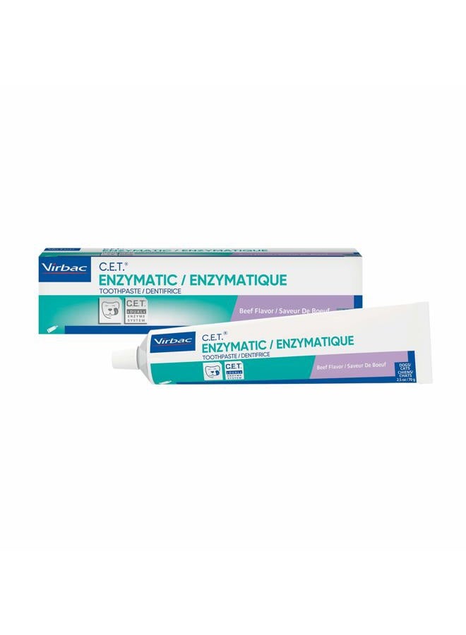 Virbac C.E.T. Enzymatic Toothpaste Eliminates Bad Breath by Removing Plaque and Tartar Buildup Best Pet Dental Care Toothpaste Beef Flavor 2.5 Oz Tube (Color Varies) - Image 1