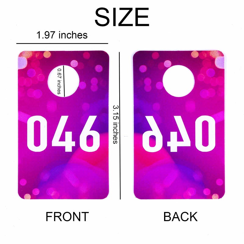 AIKESIWAY Live Plastic Number Tags Consecutive Live Number Tag, 1.97x3.15 Inch (5x8cm),Normal and Reverse Mirror Image Number Cards for Live Sales, Hanger Cards for Clothes, Reusable (1-100, Pink Spots) - Image 2