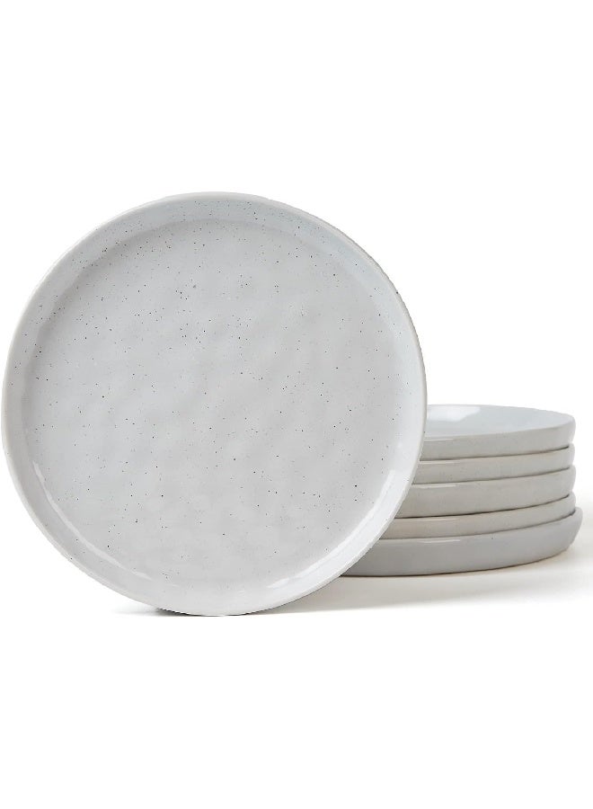 Famiware أطباق عشاء مارز 6 قطع من الخزف بحجم 26 سم، مقاومة للخدش، أطباق تقديم عصرية ريفية، رمادي فاتح - Image 1