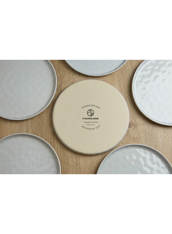 Famiware أطباق عشاء مارز 6 قطع من الخزف بحجم 26 سم، مقاومة للخدش، أطباق تقديم عصرية ريفية، رمادي فاتح - Image 5