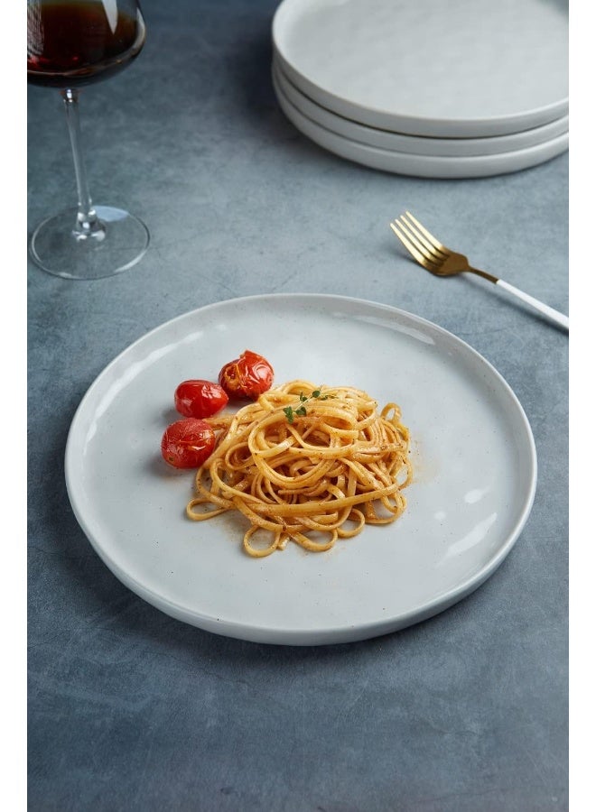 Famiware أطباق عشاء مارز 6 قطع من الخزف بحجم 26 سم، مقاومة للخدش، أطباق تقديم عصرية ريفية، رمادي فاتح - Image 3