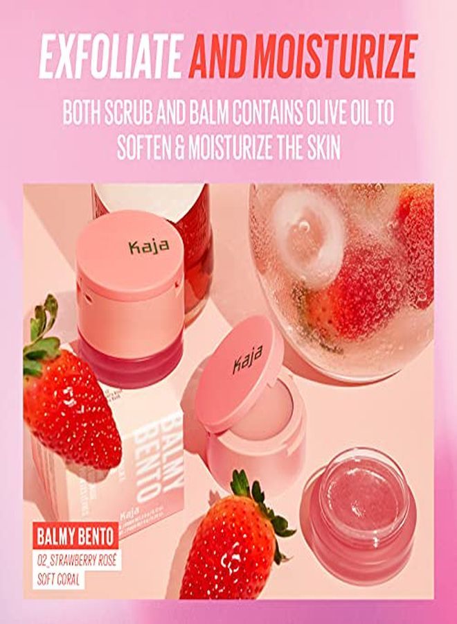 KAJA Balmy Bento Lip Balm + Scrub | Strawberry Rosé Soft Coral | Moisturize And Exfoliate | KBeauty, Cute, Compact, TravelFriendly, Vegan, CrueltyFree - Image 3