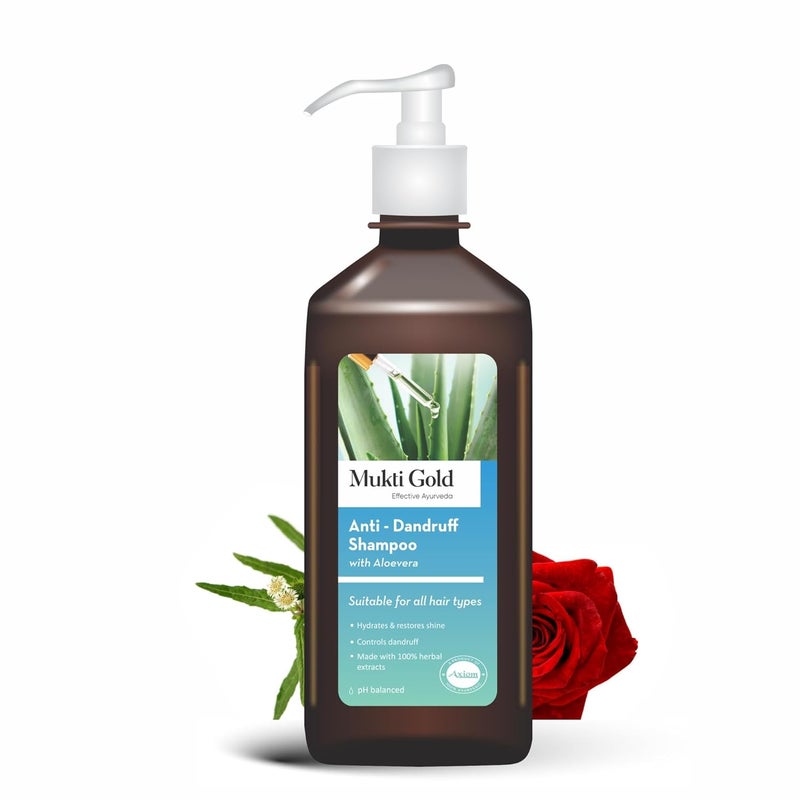 Axiom Mukti Gold AntiDandruff Shampoo 400Ml With Aloe Vera Hydrates Restores Shine Controls Dandruff Made With 100 Herbal Extracts Ph Balanced - Image 1