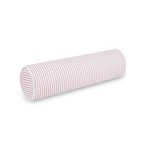 Hofdeco Premium Coastal Patio Indoor Outdoor Bolster Pillow Cover Only 6x20 Water Repellent for Backyard Couch Blush Pink Stripe - Image 1