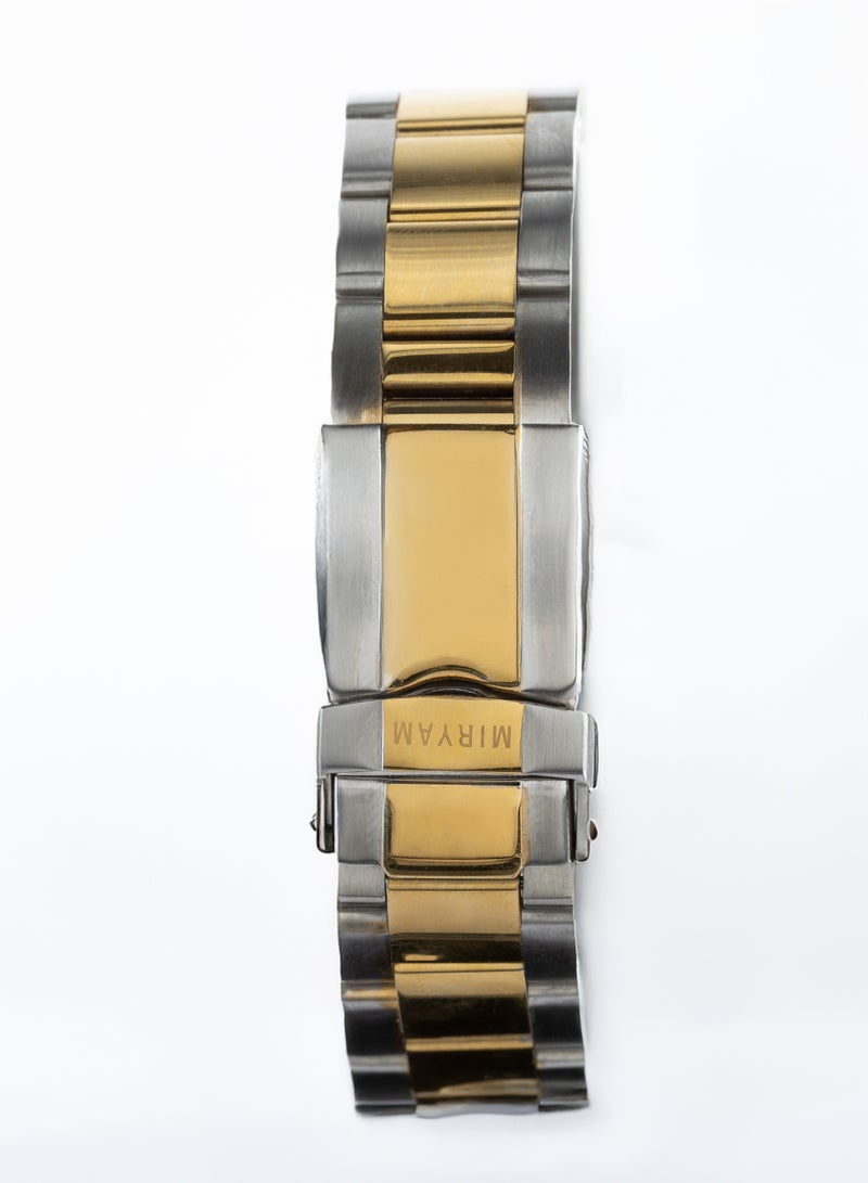 MIRYAM Women's watch, Elegant and soft Design, Studded with Zircon Stones, Gold Dial&Moving Star Inside, Waterproof, Stainless Steel Bracelet, Gold&Silver -448559SLS - Image 3