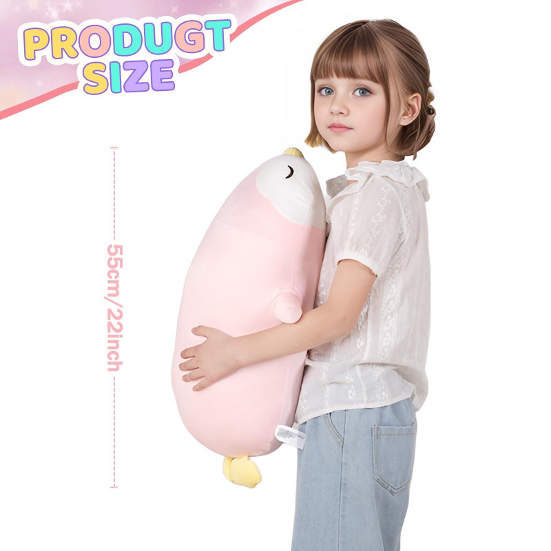 Ffxiong 22 "" Pink Penguin Stuffed Animal Large Plush Toy Cute Soft Body Pillow Big Penguin Plushies Doll Gift For Kids Girl Boy Birthday Valentines - Image 5