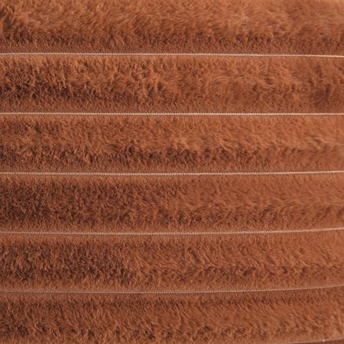 AEROHAVEN™ Premium Faux Rabbit Fur Plush Luxury Soft Fluffy Striped Decorative Throw Pillow/Cushion Covers for Sofa, Couch, Living Room - CC283 - (2, Brown, 16 x 16 Inch) - Image 4