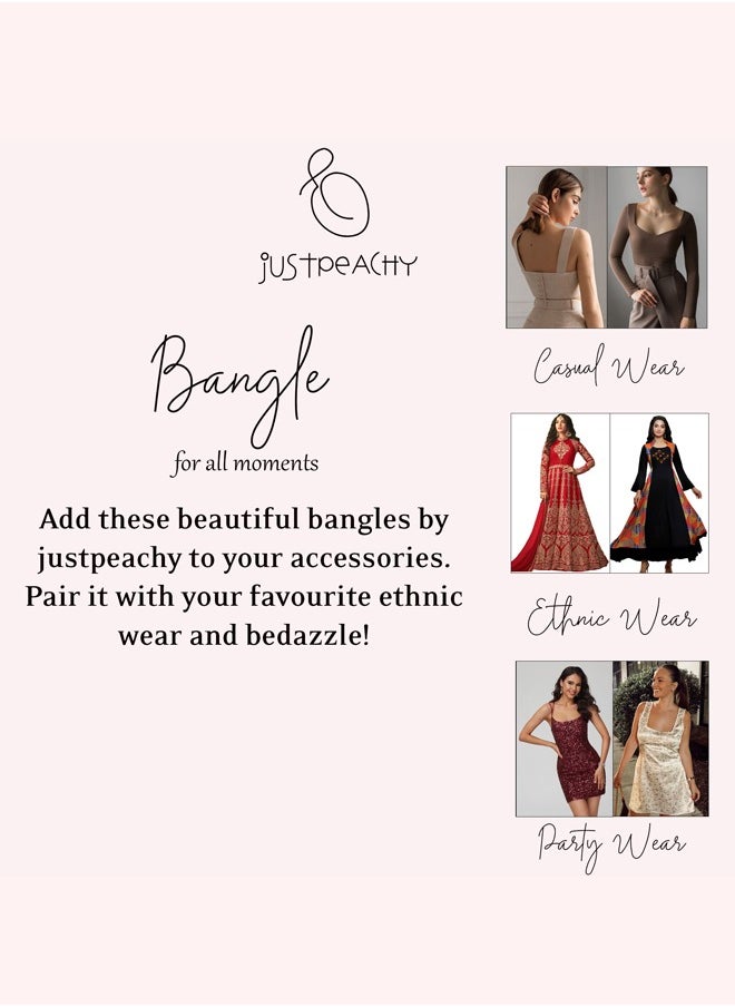 Just Peachy - Set of 4 White Rose Gold-Plated AD Studded Bangles by Just Peachy, Elegant & Sparkling Design, Perfect for Any Occasion, Durable & Stylish | Ideal Gift for Her - Image 1