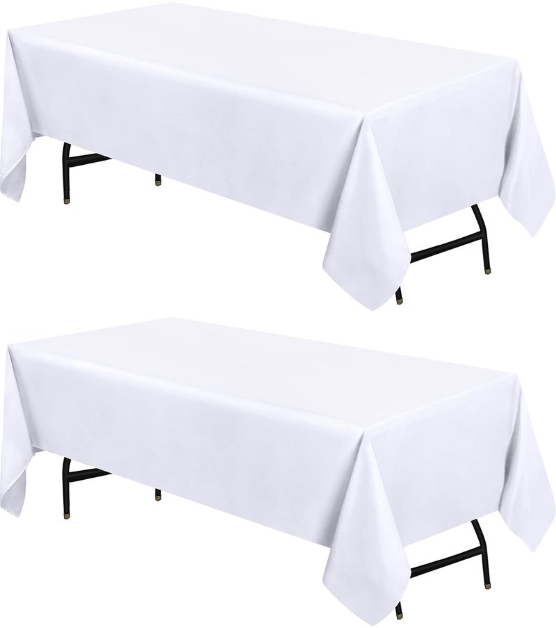 يوتوبيا المطبخ مستطيل قطعة قماش 2 عبوة [90x132 بوصة بيضاء] المائدة المائدة المائدة غطاء طاولة البوليستر قابلة للغسل لأحزاب بوفيه الطعام أحداث نزهة الأعراس والمطاعم