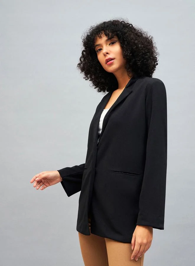 SASSAFRAS SASSAFRAS Regular Fit Notch Lapel Blazer with Button Closure