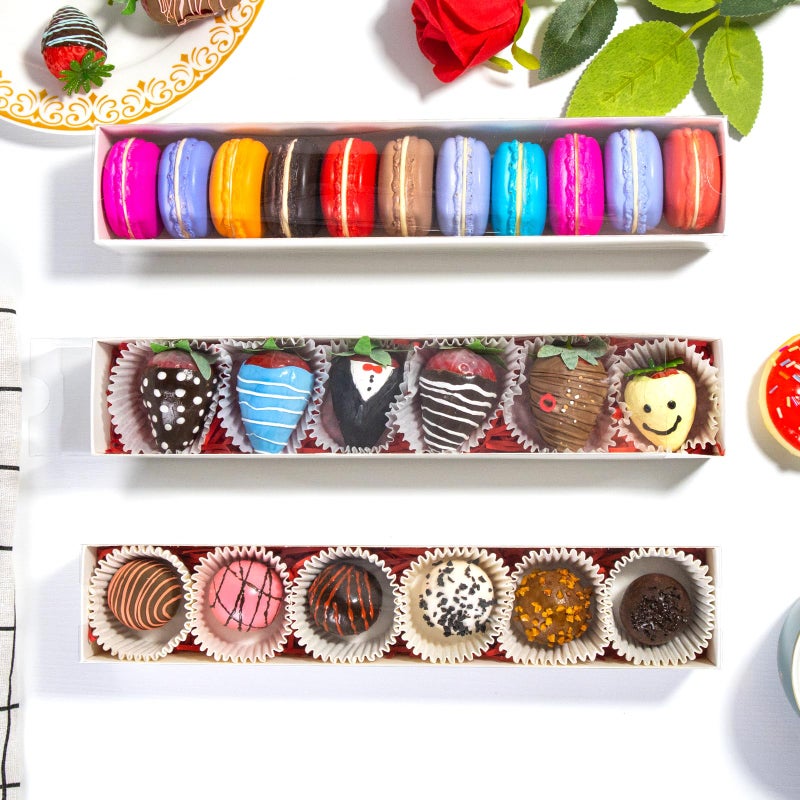 JCXGRVC 24pcs 12x2.2x2 Inch Minimalist Rectangular Bakery Boxes for Chocolate Covered Strawberries ,Macaron, Truffle,Cocoa Bombs ,Cookies,Chocolate Covered Oreos,Mini Cupcakes,Cake Balls &Party Favorite Boxes - Image 4