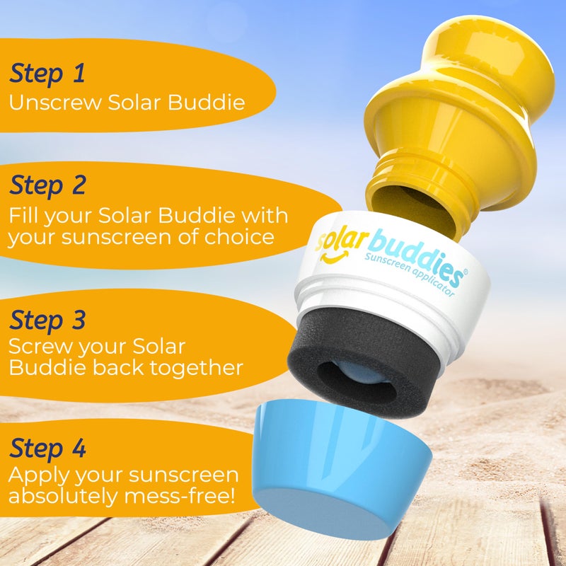 Solar Buddies Sunscreen Applicator - Blue & Green Duo - BPA-Free Refillable Roll on Sponge Sunscreen, Suncream & Lotion Applicator For Kids, Adults & Families - Holds 3.4fl oz, Perfect Size for Travel - Image 5