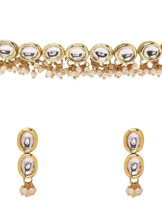 Priyaasi Ethnic Women Brass Jewellery Set with pattern and secured with closure and styled in ideal for Ethnic moments — exude elegance in every glance.  - Image 4
