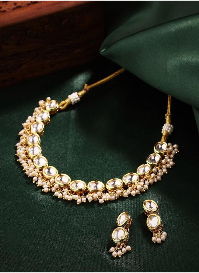 Priyaasi Ethnic Women Brass Jewellery Set with pattern and secured with closure and styled in ideal for Ethnic moments — exude elegance in every glance.  - Image 2