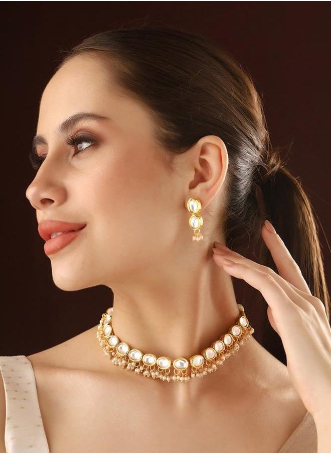 Priyaasi Ethnic Women Brass Jewellery Set with pattern and secured with closure and styled in ideal for Ethnic moments — exude elegance in every glance.  - Image 1