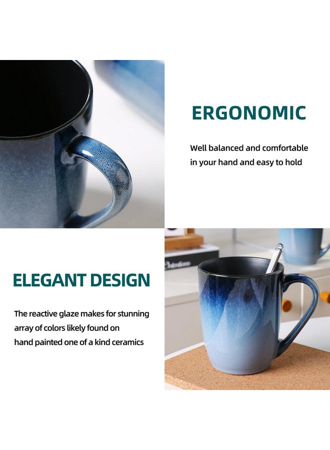 MONITO مجموعة أكواب قهوة MONITO سعة 14 أونصة، مجموعة أكواب سيراميك كبيرة حديثة مع مقبض للشاي/لاتيه/حليب/كاكاو، أكواب شاي مضحكة للمكتب والمنزل، هدايا خطوبة...  - Image 5