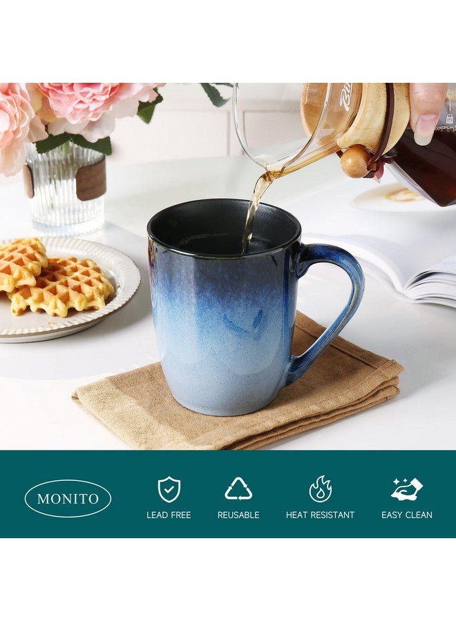 MONITO مجموعة أكواب قهوة MONITO سعة 14 أونصة، مجموعة أكواب سيراميك كبيرة حديثة مع مقبض للشاي/لاتيه/حليب/كاكاو، أكواب شاي مضحكة للمكتب والمنزل، هدايا خطوبة...  - Image 4