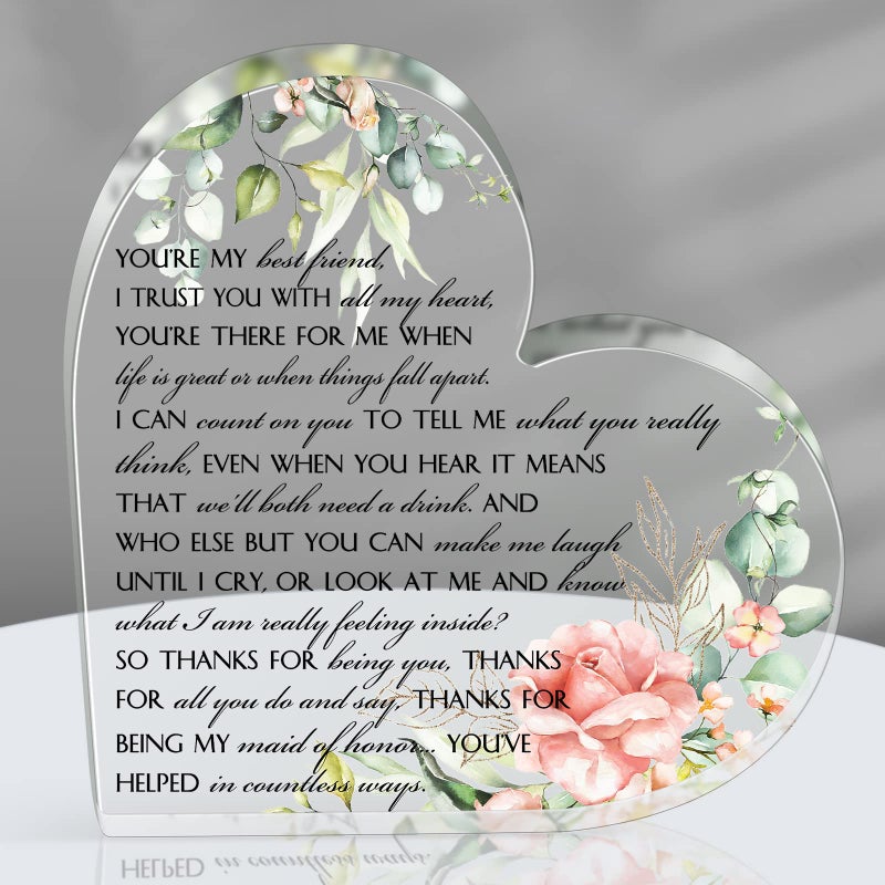 Roowest Heart Acrylic Sign Wedding Decorative Sign Bridesmaid Gift Sign 512 x 512 x 059 inches White Pink Modern Love Theme