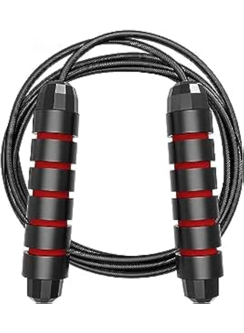 CAZADORA Speed Jump Rope – Premium PVC Speed Rope for Adults & Kids | Ideal for Speed Training, HIIT, Aerobics, CrossFit, Boxing, MMA, Endurance & Cardio Workouts | Tangle-Free, Adjustable Length, Smooth Ball Bearings for Rapid Rotation, 6-inch Memory Foam Ergonomic Handles for Superior Grip & Comfort, Lightweight Portable Design, Travel-Friendly, Quick-Adjust System, Durable PVC Cable, Professional-Grade Gym Equipment for Home & Studio Use in Saudi Arabia & GCC Markets – Black | Perfect for speed drills, double-unders, agility training and calorie-burning routines. Optimized for Noon KSA shoppers: lightweight 140g, compact 16cm x 10cm x 3cm, adjustable for all heights, anti-slip memory foam handles, durable PVC cable, maintenance-free ball bearings. Ideal gift for athletes, students and fitness enthusiasts. - Image 1