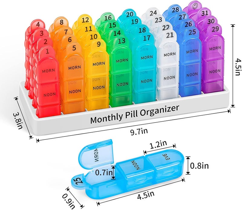 Daviky Monthly Pill Organizer 3 Times a Day, 30 Day Pill Organizer with Small Pill Box, One Month Medicine Organizer, 31 Day Pill Case Pill Container to Hold Vitamin, Supplement and Medication - Image 2